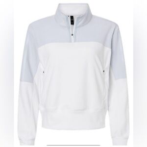 Adidas ladies fleece quarter zip pullover. Halo blue. Size medium.